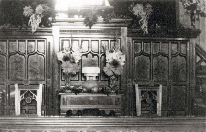 Chapel Pulpit.jpg - The Pulpit and Holy Table of the Long Preston Wesleyan Chapel around 1936.